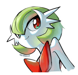 ambiguous_gender green_hair hair red_eyes simple_background smile solo white_body diviously nintendo pokemon generation_6_pokemon humanoid mega_evolution mega_gardevoir pokemon_(species) 2026 signature