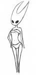 black_body black_eyes bra breasts clothed clothing empty_eyes featureless_feet feet female horn navel not_furry panties simple_background solo underwear white_background white_horn kdd hollow_knight team_cherry hornet_(hollow_knight) arthropod humanoid hi_res monochrome