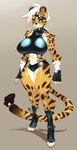 5_fingers anthro arm_tuft bair big_breasts biped breasts clothed clothing countershade_fur countershade_torso countershading digitigrade female fingers fur fur_tuft paws shoulder_tuft solo standing tail tuft luckypan ash_(extremedash) cheetah felid feline mammal hi_res