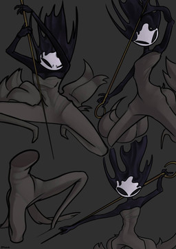 anthro bare_shoulders black_body black_eyes breasts cleavage clothed clothing empty_eyes female grey_background holding_object holding_weapon melee_weapon multiple_poses narrowed_eyes pin_(weapon) pose simple_background small_breasts solo spread_legs spreading strapless_unitard unitard weapon white_face wide_hips kaiartis hollow_knight:_silksong hollow_knight_(franchise) team_cherry phantom_(hollow_knight:_silksong) arthropod 2025 hi_res