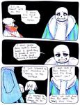 aftertale animated_skeleton blood bodily_fluids bone chara_(undertale) clothing comic dialogue english_text frisk_(undertale) geno_sans_(aftertale) human loverofpiggies mammal not_furry sans_(undertale) scarf skeleton text undead undertale undertale_(series)