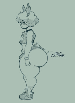 anthro big_butt bulge butt clothed clothing femboy fluffy fluffy_hair hair huge_butt male solo eldiipiid evil_container harry_gray_(eldiipiid) lagomorph leporid mammal rabbit hi_res meme