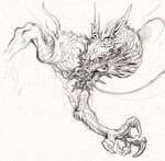 ambiguous_gender claws feral scales ryo_sumiyoshi asian_mythology east_asian_mythology mythology dragon eastern_dragon mythological_creature mythological_scalie scalie graphite_(artwork) guide_lines monochrome sketch traditional_media_(artwork)