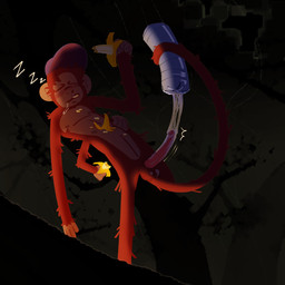 4_arms anthro balls banana banana_peel big_penis blush bodily_fluids clothing cum erection food forest forest_background fruit fur genital_fluids genitals hair hat hat_only headgear headgear_only headwear headwear_only male mostly_nude multi_arm multi_limb nature nature_background nipples nude penetrable_sex_toy penis plant sex_toy sleeping solo tail tree calurk animal_humanoid ape haplorhine humanoid mammal mammal_humanoid monkey monkey_humanoid primate primate_humanoid 1:1 digital_media_(artwork)