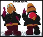 back_side black_border boots border butt clothing eyewear footwear gesture goggles hand_gesture looking_at_viewer male pointing shell shoes smile solo text underwear jerseydevil mario_bros nintendo fan_character krazy_koopa koopa koopa_troopa reptile scalie hi_res