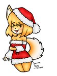 anthro christmas_clothing christmas_headwear clothing costume female hat headgear headwear holidays jammie santa_costume santa_dress santa_hat simple_background solo white_background javzol christmas butterscotch_(peargor) canid canine canis domestic_dog mammal shiba_inu spitz 3:4 absurd_res hi_res