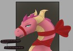 duo female feral flirting flirting_with_viewer holidays horn pink_body talking_to_viewer tallking teeth text wrapped wraps apollyondragon activision christmas mythology spyro_the_dragon ember_(spyro) dragon mythological_creature mythological_scalie scalie 2024 digital_media_(artwork) english_text half-length_portrait hi_res portrait