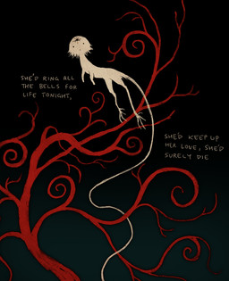 :o ambiguous_feral ambiguous_gender black_background dot_eyes feral flying forehead_mark fur long_tail monotone_body monotone_fur open_mouth plant roots simple_background simple_eyes solo surrealism tail tan_body tan_fur tan_tail tan_text text tree jejejunum secret_(jejejunum) fraid_(species) spirit 2026 english_text hi_res