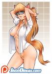 anthro areola big_breasts blonde_hair breasts female genitals hair navel nude pubes pussy solo jago_dibuja hanna-barbera swat_kats callie_briggs domestic_cat felid feline felis mammal hi_res