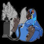 blue_body brown_eyes duo feathered_wings feathers hose hose_inflation inflatable inflation pool_toy telegram_sticker wings symrea animate_inanimate avian bird canid canine living_inflatable mammal 1:1 alpha_channel