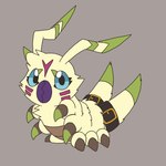 antennae_(anatomy) belt blue_eyes claws facial_markings fluffy fur fusion fuzzy head_markings larva mandibles markings solo yellow_body yellow_fur chicostyx bandai_namco digimon angoramon arthropod caterpillar digimon_(species) insect wormmon 1:1 hi_res