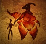 ambiguous_gender anthro belly big_belly big_breasts breasts cave_painting curvy_figure duo female female/ambiguous hand_holding human_on_anthro interspecies larger_female mature_female navel non-mammal_breasts nude orange_body overweight side_by_side size_difference thick_thighs voluptuous wide_hips upai pangaea_(upai) dinosaur hadrosaurid human mammal ornithischian ornithopod parasaurolophus prehistoric_species reptile scalie 2022 digital_media_(artwork) hi_res