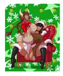 5_fingers abstract_background areola armchair balls big_breasts big_penis black_boots black_clothing black_collar black_footwear black_hair bodily_fluids boots border breasts brown_hair chair christmas_clothing christmas_headwear christmas_sweater christmas_topwear clothing collar costume cum cum_in_pussy cum_inside duo ejaculation erection excessive_cum excessive_genital_fluids female female_penetrated fingers footwear from_front_position furniture genital_fluids genitals green_eyes gynomorph gynomorph/female gynomorph_penetrating gynomorph_penetrating_female hair hand_on_butt hand_on_own_butt hat headgear headwear holidays hooves horn huge_breasts huge_penis intersex intersex/female intersex_penetrating intersex_penetrating_female large_penetration light_body light_skin mastery_position nipples on_lap open_mouth penetration penile penile_penetration penis penis_in_pussy santa_costume santa_hat sex shoes sitting_on_lap sweater tail tail_tuft topwear tuft unguligrade vaginal vaginal_penetration vein veiny_penis white_border white_horn mirukwi christmas jennifer_(chris94) rania_(sabata101) animal_humanoid bovid bovid_humanoid bovine bovine_humanoid cattle_humanoid horned_humanoid humanoid mammal mammal_humanoid 2017 hi_res