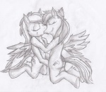 butt cutie_mark duo eyes_closed feathered_wings feathers female female/female feral hair kissing wing_boner wings meowmere friendship_is_magic hasbro my_little_pony mythology rainbow_dash_(mlp) spitfire_(mlp) wonderbolts_(mlp) equid equine mammal mythological_creature mythological_equine pegasus hi_res monochrome