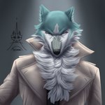 anthro clothing coat fluffy male neck_tuft solo topwear trenchcoat tuft alansylvasta brand_new_animal studio_trigger shirou_ogami canid canine canis mammal wolf 1:1