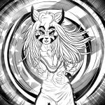 anthro female hair sharperit jojo's_bizarre_adventure sady felid feline mammal 1:1 comic hi_res line_art meme monochrome