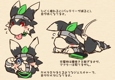 anthro black_body black_clothing black_fur clothing countershade_face countershading female fur kemono solo text kame_3 apple_inc. handymonsters phourre_(kame_3) 2010 japanese_text translation_request