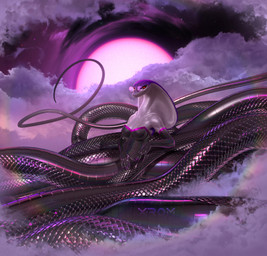 anthro apode cloud female intersex intersex/female latex legless serpentine solo space sun tentacles x-rom anaconda boa_(snake) boinae cobra draconcopode naga python reptile scalie snake hi_res
