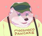 anthro blush clothing fur hat headgear headwear male overweight overweight_anthro overweight_male pink_body pink_fur shirt solo text topwear star_parlor lifewonders tokyo_afterschool_summoners jambavan_(tas) bear mammal 2018 english_text