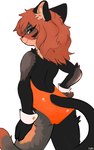 anthro bunny_costume cat_tail clothing costume cuffs_(clothing) female hair leotard orange_eyes orange_hair solo tail fumicake domestic_cat felid feline felis mammal hi_res