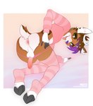 anthro antlers butt clothed clothing cloven_hooves cropped_hoodie crossdressing femboy footwear genitals hooves horn legwear male partially_clothed penis penis_backwards penis_tuck scut_tail short_tail socks solo tail thigh_highs thigh_socks moito sirius_(siriusdeer) deer mammal absurd_res hi_res