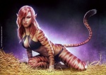 animal_tail arm_support big_breasts breasts cleavage clothed clothing detailed_background female green_eyes hair hair_over_eye hay humanoid_pointy_ears kneeling lips long_hair looking_at_viewer one_eye_obstructed pointy_ears pose red_hair red_lips skimpy solo stripes swimwear tail admira_wijaya marvel tigra animal_humanoid felid felid_humanoid humanoid mammal mammal_humanoid pantherine pantherine_humanoid tiger_humanoid 2012 detailed