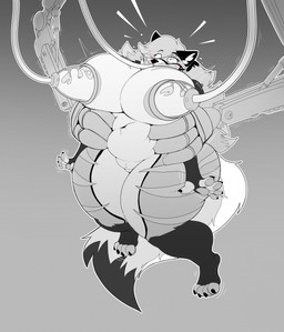 anthro bdsm belly big_belly big_breasts biped blush bodily_fluids bondage bound breast_milking breasts feeding_tube female forced fur hair huge_breasts lactating machine medical_instrument milking_machine nipples overweight questionable_consent robotic_arm scientific_instrument shocked simple_background solo squeezing tail thick_thighs three-quarter_view swatchfodder canid canine fox mammal 2025 digital_media_(artwork) hi_res
