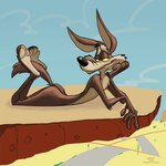 1:1 2024 3_toes 4_fingers abstract_background ai_generated_reference anthro arched_soles arm_tuft bedroom_eyes big_butt biped black_eyes black_nose blue_sky brown_body brown_fur bubble_butt butt cactus calves_up canid canine canis canyon casual_nudity chest_tuft cliff cloud cloudy_sky colored countershade_torso countershading coyote curling_tail curling_toes dated desert detailed digital_drawing_(artwork) digital_media_(artwork) digital_painting_(artwork) ears_front ears_outwards elbow_tuft eyebrows feet feet_up finger_tuft fingers foot_focus fur glance grin grinning_at_viewer half-closed_eyes hand_on_cheek hashtag head_on_hand head_tuft humanoid_feet humanoid_hands humanoid_heel looking_at_viewer looney_tunes lying male mammal multicolored_body multicolored_fur narrowed_eyes natural nude on_elbow on_front outside paws pinup pivoted_ears plant plantigrade pose raised_calf raised_eyebrow raised_tail rear_view road sand seductive shaded shoulder_tuft side_view signature skinny sky skyscape smile smiling_at_viewer smirk smirking_at_viewer smug smug_expression smug_eyes smug_face smug_grin soles solo spine stevethedragon tail tail_between_buttocks tail_between_feet tan_body tan_eyebrows tan_fur three-quarter_view toe_tuft toes tuft two_tone_body two_tone_feet two_tone_fur warner_brothers wide_hips wile_e._coyote yellow_sclera