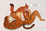 anal anthro belly big_belly duo genitals male male/male muscular oral penis pregnant pregnant_anthro pregnant_male size_difference text whitegrapes disney zootopia nick_wilde tiger_dancer_(zootopia) canid canine fox mammal 3:2 english_text