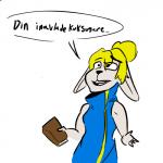 anthro black_nose blonde_hair book clothing dialogue dress female fur hair profanity simple_background solo speech_bubble sweden swedish swedish_flag teeth text white_background white_body white_fur trinket_(artist) liten_(character) lagomorph leporid mammal rabbit 1:1 2016 digital_media_(artwork) sketch source_request swedish_text translated