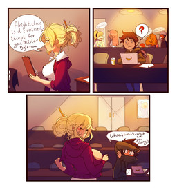 against_desk against_furniture against_surface age_difference banana beverage blonde_hair blush border breasts brown_hair chair classroom clothed clothing computer desk dialogue door duo_focus electronics female fingers food fruit furniture group hair hoodie human_only inside laptop larger_female male mature_female nipples not_furry older_female on_chair pencil_(object) plant ponytail question_mark school sitting size_difference smaller_female speech_bubble student table teacher teacher_and_student text topwear unprofessional_behavior white_border writing_utensil younger_male stilettopink watsup human mammal 2015 comic digital_media_(artwork) english_text