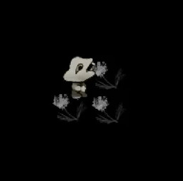 ambiguous_gender anthro black_background chibi flower plant simple_background solo standing teeth plastiboo catnap/dreamworld dogface_(plastiboo) canid canine canis domestic_dog mammal 2021 2d_animation animated digital_media_(artwork) greyscale monochrome pixel_(artwork) pixel_animation