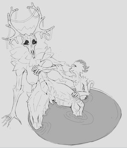 abs antlers bathing big_breasts black_sclera breast_squish breasts claws duo female fluffy fur horn larger_female markings neck_tuft one_eye_closed partially_submerged pubes sagging_breasts scar scrubbing size_difference smile squish thick_thighs tuft wet wink permaclot american_mythology indigenous_north_american_mythology mythology north_american_mythology jylha deer furred_kobold furred_scalie hybrid kobold mammal new_world_deer reindeer scalie wendigo monochrome sketch