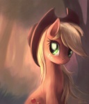 blonde_hair clothing cowboy_hat cutie_mark detailed_background female feral forest freckles green_eyes hair hat headgear headwear looking_away outside plant solo tree wood ajvl friendship_is_magic hasbro my_little_pony applejack_(mlp) earth_pony equid equine horse mammal pony hi_res