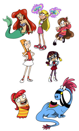 accessory belt black_clothing black_footwear black_shoes blonde_hair blue_body blue_eyes blue_eyewear blue_fur blue_glasses boots bottomwear bra braces brown_clothing brown_gloves brown_hair brown_handwear clothing eyelashes eyewear female footwear freckled_face freckles fur glasses gloves green_tail group hair hair_accessory hairclip handwear headband jacket jacket_vest legwear light_body light_skin long_hair mermaid_tail orange_hair orange_headband orange_stripes pattern_clothing pattern_footwear pattern_legwear pattern_socks pink_bottomwear pink_clothing pink_footwear pink_headband pink_shoes pink_skirt pink_sweater pink_topwear ponytail purple_bottomwear purple_bra purple_clothing purple_footwear purple_skirt purple_socks purple_underwear red_belt red_clothing red_footwear red_hair red_hairclip red_jacket red_jacket_vest red_shirt red_sleeveless_shirt red_socks red_topwear red_vest seashell_bra shirt shoes skirt sleeveless_shirt smile socks split_form star striped_body striped_clothing striped_footwear striped_socks stripes sweater tail tan_body tan_skin text topwear underwear vest white_boots white_bottomwear white_clothing white_footwear white_shoes white_skirt white_sleeveless_shirt white_socks yellow_stripes tinyswitch7633 braceface disney fish_hooks gravity_falls penn_zero:_part-time_hero phineas_and_ferb the_little_mermaid_(1989) the_little_mermaid_(tv_series) wander_over_yonder ariel_(disney) bea_goldfishberg candace_flynn mabel_pines sashi_kobayashi sharon_spitz sylvia_(wander_over_yonder) alien cyprinid cypriniform fish goldfish human mammal marine merfolk zbornak hi_res partially_translated translation_check translation_request