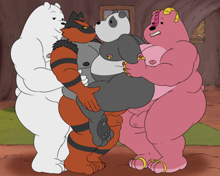 anal anal_penetration anthro balls belly big_balls big_belly big_butt butt double_penetration erection front_view fur genitals group holding_partner kissing lifting_partner male male/male moobs nipple_piercing nipples nude overweight overweight_male penetration penile penile_penetration penis_in_ass piercing pink_body pink_fur red_body red_fur ring sex side_view standing standing_sex white_body white_fur camp14 cartoon_network nintendo pokemon we_bare_bears ice_bear_(we_bare_bears) panda_(we_bare_bears) rolhart bear generation_7_pokemon incineroar mammal pokemon_(species) ursine full-length_portrait hi_res portrait