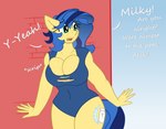 anthro breasts clothing cutie_mark female freckles one-piece_swimsuit solo swimwear codras xwoofyhoundx hasbro my_little_pony fan_character milky_way_(flash_equestria) equid equine horse mammal