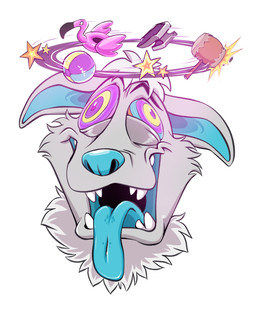 anthro anvil dazed dizzy hammer inflatable_ride male ringed_eyes seeing_stars slapstick solo tongue tongue_out tools toony nickwolf hi_res