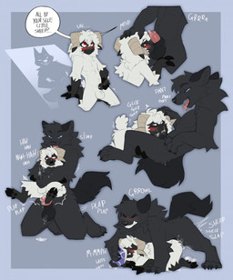 animal_genitalia animal_penis anthro anthro_on_anthro ball_size_difference balls black_body black_fur blush bodily_fluids canine_genitalia canine_penis cloven_hooves cum cum_in_mouth cum_inside cumshot doggystyle dominant duo ejaculation erection fellatio femboy from_behind_position fur genital_fluids genitals growling handjob hooves horn kneeling larger_anthro larger_dom larger_male male male/male male_anthro oral penetration penile penis penis_size_difference penis_tip plap precum predator/prey predator_penetrating_prey reach_around red_eyes sex sheath size_difference smaller_anthro smaller_male smaller_penetrated underwear_on_face white_body white_fur decodecker bovid canid canine canis caprine mammal sheep wolf hi_res