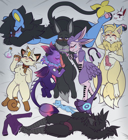 3_tails anthro balls breasts female genitals group implied_transformation male male/female multi_tail nude penis potion potion_bottle potion_label semi-anthro tail transformation_potion vulva azuratheluxray mythology nintendo pokemon azura_(azuratheluxray) fan_character glacymew miles_eon nokesh wren_the_meowth avali avian bird canid canine corvid corvus_(genus) crow dragonflora eevee fox generation_1_pokemon generation_4_pokemon legendary_pokemon luxray mammal meowth mew_(pokemon) oscine passerine pokemon_(species) hi_res