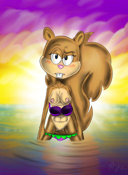 abs anthro areola beach bikini breasts buckteeth clothing erect_nipples female fluffy fluffy_tail genitals muscular muscular_anthro muscular_female nipples nude presenting presenting_vulva raised_tail sea seaside solo spread_legs spreading sunset swimwear tail teeth two-piece_swimsuit undressing vulva water foxifyer_(artist) nickelodeon spongebob_squarepants sandy_cheeks eastern_grey_squirrel grey_squirrel mammal rodent sciurid tree_squirrel absurd_res hi_res