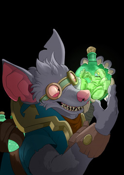 anthro black_background bracelet buckteeth captured claws clothing duo eye_contact eyewear fangs fur goggles green_arms green_body green_chest green_fingers green_hands green_head green_legs green_skin grey_body grey_fur handwear holding_object jewelry looking_at_another male male_humanoid notched_ear sharp_teeth simple_background slime smile teeth trapped yellow_sclera cryspan_lauteri league_of_legends riot_games tencent twitch_(lol) zac_(lol) goo_creature goo_humanoid humanoid mammal murid murine rat rodent 2025 half-length_portrait hi_res portrait