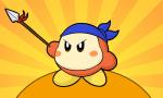 angry blue_clothing blue_headkerchief blue_kerchief clothing headgear headkerchief headwear kerchief male melee_weapon mouthless orange_body orange_skin polearm simple_background solo spear weapon white_body white_skin yellow_background yellow_body yellow_skin tastelesssandwiches kirby_(series) nintendo bandana_waddle_dee waddle_dee waddling_head hi_res