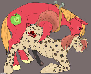 anal anal_penetration animal_genitalia animal_penis ass_up bite biting_another biting_partner blush cutie_mark duo equine_genitalia equine_penis erection feral feral_on_feral feral_penetrated feral_penetrating feral_penetrating_feral from_behind_position genitals kneeling looking_pleasured male male/male male_penetrated male_penetrating male_penetrating_male medial_ring mounting neck_bite open_mouth penetration penile penile_penetration penis penis_in_ass scruff_bite sex sheath side_view teeth tongue tongue_out backlash91 conditional_dnp friendship_is_magic hasbro my_little_pony big_macintosh_(mlp) fan_character earth_pony equid equine horse mammal pony absurd_res character_request digital_media_(artwork) flat_colors hi_res signature