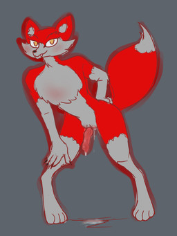 animal_genitalia animal_penis anthro bodily_fluids canine_genitalia canine_penis cheek_tuft chest_tuft claws cum cum_drip cum_on_ground curvy_figure digitigrade dripping facial_tuft genital_fluids genitals inner_ear_fluff intersex intersex_anthro knot maleherm maleherm_anthro multi_genitalia penis sackless smile smiling_at_viewer smirk smirking_at_viewer solo tuft vaginal_fluids vulva wide_hips foxyfggart foxy_(foxyfggart) canid canine fox mammal hi_res source_request nonbinary_(lore) trans_(lore)
