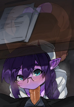 all_fours arm_support bent_over between_legs big_butt big_penis blush bodily_fluids bodily_fluids_on_penis butt clothing cum cum_in_mouth cum_inside duo erection eyebrows fellatio female first_person_view forward_arm_support genital_fluids genitals hair legwear looking_at_viewer looking_up looking_up_at_viewer male male/female male_pov open_mouth oral oral_penetration oral_with_eye_contact pantyhose penetrating_pov penetration penile penile_penetration penis penis_in_mouth penis_poking_out penis_through_fly purple_body purple_hair purple_skin raised_eyebrows saliva saliva_on_penis sex sit_and_blow_position sitting solo_focus spread_legs spreading stealth_sex thong tongue tongue_on_penis tongue_out tongue_out_fellatio torn_clothing torn_legwear torn_pantyhose under_table under_table_oral underwear wet wet_penis wide_hips zanamaoria humanoid hi_res