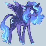 blue_hair blue_hooves blue_sclera blue_tail cutie_mark female feral fur hair hooves horn moon_symbol purple_body purple_fur solo starry_feathers starry_fur starry_tail tail white_eyes wings sillygirlie friendship_is_magic hasbro my_little_pony mythology princess_luna_(mlp) equid equine mammal mythological_creature mythological_equine winged_unicorn blue_and_white monochrome