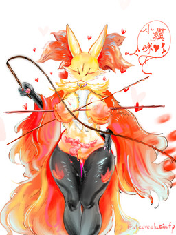3_fingers >_< anthro areola bdsm bell bell_collar big_areola big_breasts biped bite_mark_on_breast black_body black_fur blood blood_from_wound blush bodily_fluids body_blush body_horror breast_blush breast_mutilation breast_tissue breasts cheek_tuft clitoris collar collar_only colored_nails countershading curvy_figure ejaculation exposed_breast_tissue exposed_intestines exposed_ovaries exposed_uterus eyes_closed facial_tuft female female/female female_anthro fingers fluffy fluffy_arms fluffy_ears fluffy_tail fur genital_fluids genitals glistening_hips gore guts hand_on_hip hand_on_own_hip hand_pawpads heart_reaction hearts_around_body holding_object holding_whip hourglass_figure inner_ear_fluff intestines long_ears looking_pleasured masochism multicolored_nails mutilation nails nipples nude nude_anthro nude_female organs ovaries pain pawpads pink_areola pink_collar pink_nails pink_nipples pointy_ears prick_ears red_body red_fur red_heart red_inner_ear_fluff red_nails simple_background skewer slim_anthro slim_female slit_(wound) snout snuff solo stabbed_breasts standing tail text thigh_gap torture tuft uterus vaginal_fluids vaginal_squirting vulva whip whipping_breast white_background white_body white_countershading wide_hipped_anthro wide_hipped_female wounded yellow_body yellow_fur ateeveelutinfp nintendo pokemon canid canine delphox generation_6_pokemon mammal pokemon_(species) 2026 3:4 absurd_res artist_name digital_drawing_(artwork) digital_media_(artwork) english_description hi_res japanese_text portrait three-quarter_portrait translation_request unavailable_at_source