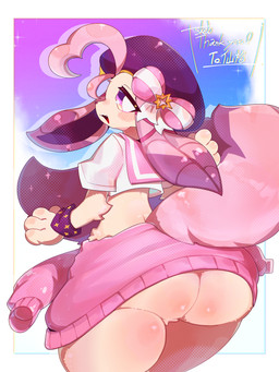 anthro asian_clothing beret butt clothing east_asian_clothing femboy fur hat headgear headwear japanese_clothing japanese_school_uniform looking_at_viewer male pink_body pink_clothing pink_fur rear_view school_uniform serafuku solo uniform uma_sow nintendo pokemon yume_(sylvpak) eeveelution generation_4_pokemon leafeon pokemon_(species) 3:4 absurd_res hi_res