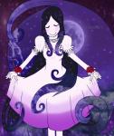 clothing dress female flower glitter hair moon not_furry plant rose_(flower) solo vonderdevil ghost spirit